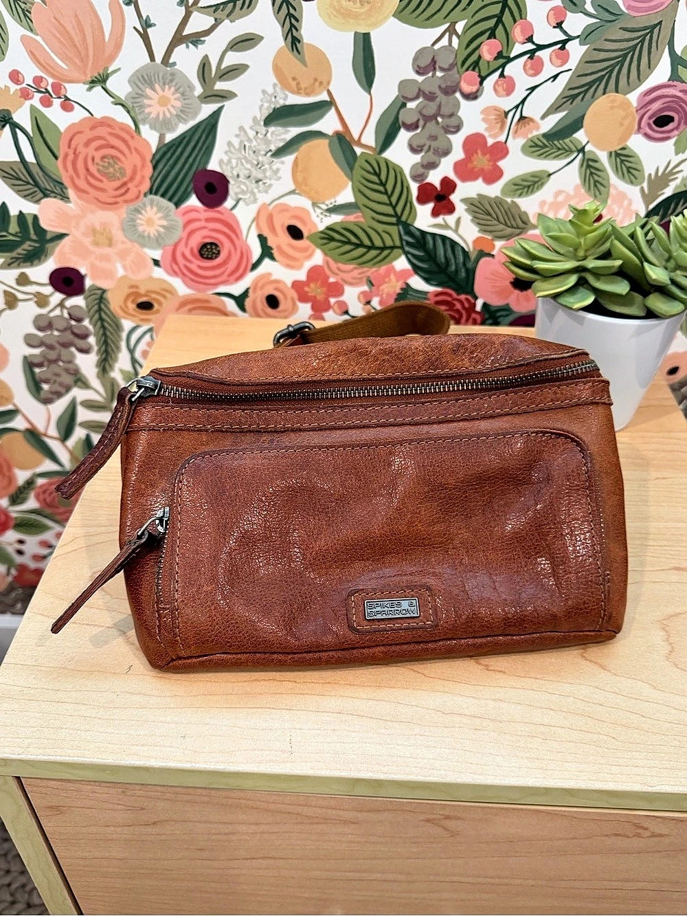 Spikes & Sparrow Leather Belt Bag / Waist Pack Brown Crossbody